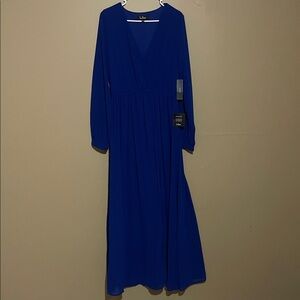 Lulu's Elegant Cobalt Blue Long Sleeve Dress